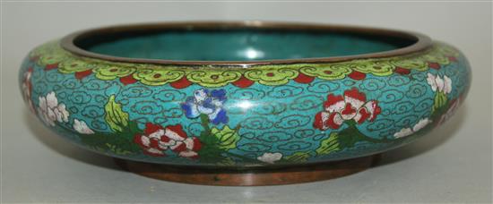 A Chinese cloisonne enamel compressed circular bowl, early 20th century, 21.5cm